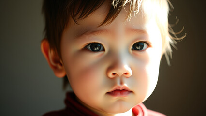 Sticker - Close-up portrait of a young boy looking away