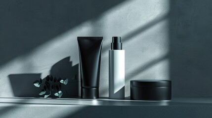 Canvas Print - Mockup of cosmetics packaging against shadowed background