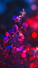 Poster - Colorful flower with vibrant lighting, close-up