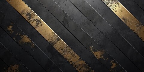 Canvas Print - black premium texture with gold stripes for the banner