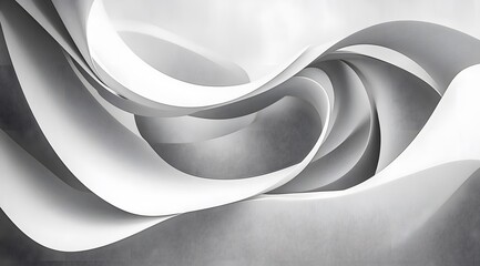 Wall Mural - Abstract White Curved Lines and Shapes