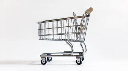 Empty shopping cart on white background.