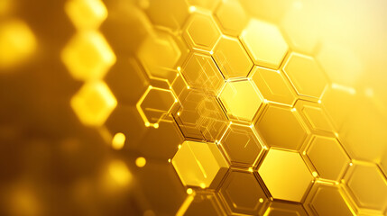 Wall Mural - Abstract yellow technology hexagonal background