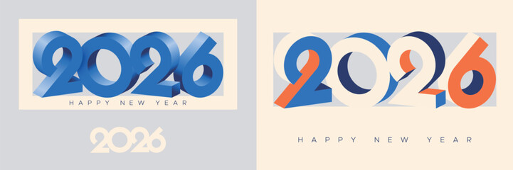 Wall Mural - 2026 new year with number on art wall concept. Happy new year 2026 modern art banner template. 2026 new year art number on page paper