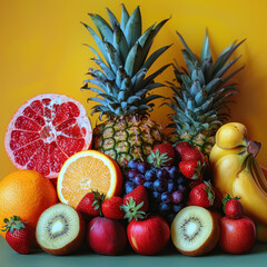 Colorful exotic fruits display