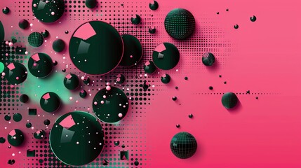 Poster - background of a home page website for marketing company, black, green mint, and pink magenta colors