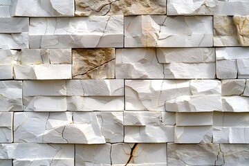 Wall Mural - Textured White Stone Wall with Natural Variations