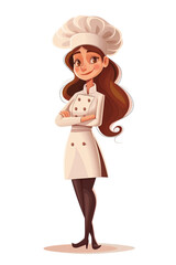 Wall Mural - female masterchef cook . Clipart PNG image . Transparent background . Cartoon vector style