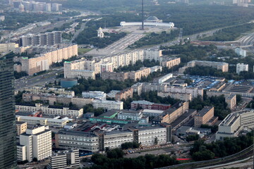  Top view of Moscow in the summer evening.