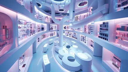 Wall Mural - technology store in bright white color