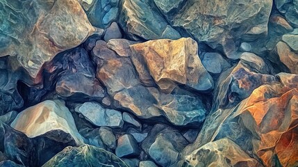 Canvas Print - Abstract Rock Formation with Wavy Lines and Diverse Hues