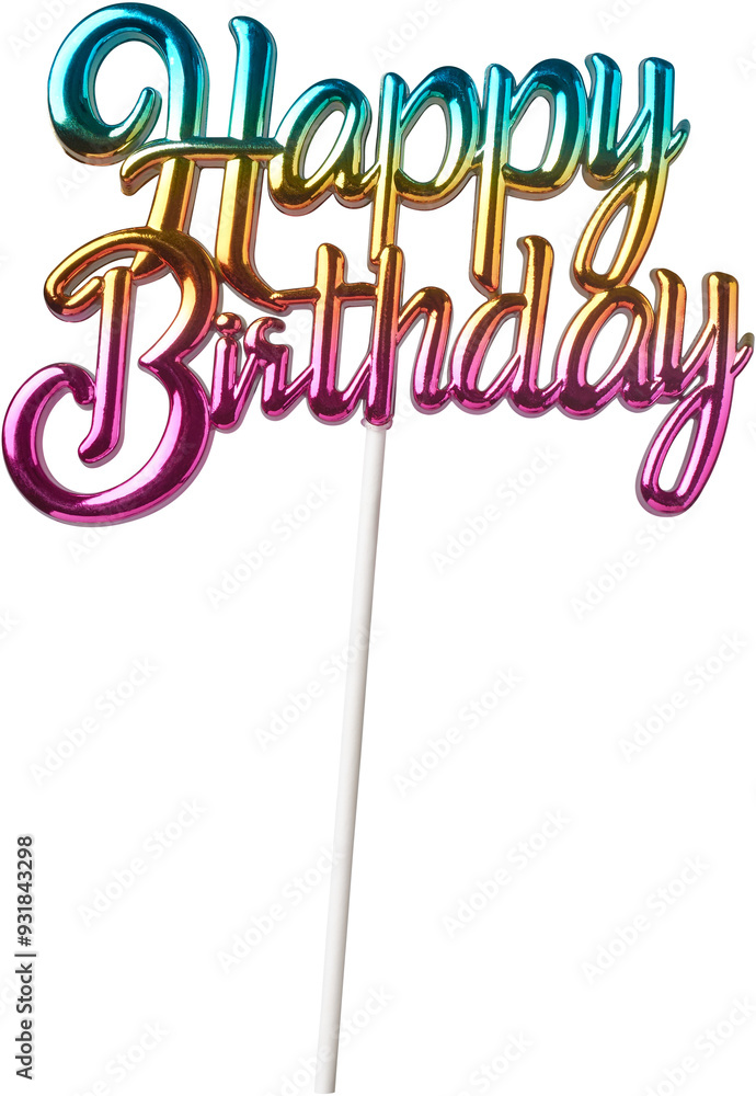 Cake Topper Add Background colorful happy birthday cake topper with stick isolated white ...