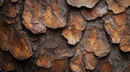 Wall Mural - A close-up of a brown tree bark texture, highlighting the intricate patterns and rough surface