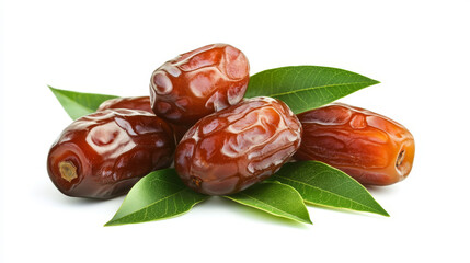 Big dates isolated. Dry date fruits heap, medjool, medjoul or majhool, royal dates with green leaves on white background --ar 16:9 --v 6.1 Job ID: 0d553495-89ae-44aa-961d-d2fc06ab943c