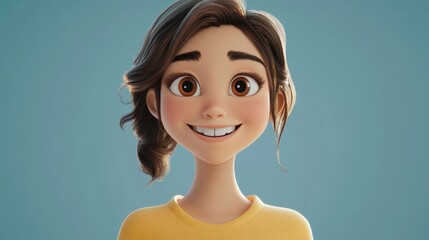 Poster - Joyful cartoon woman with an ideal figure in a 3D style