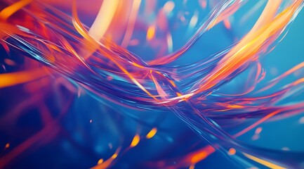 Wall Mural - Abstract Swirling Lines of Orange and Blue Light