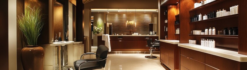 Poster - Luxurious Modern Spa Interior with Brown Wood Accents