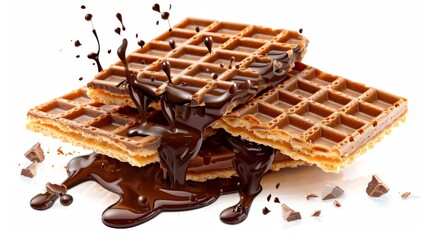 chocolate waffles on a white background