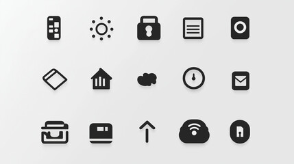 Minimalistic black on white icons set