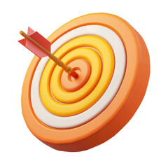 Wall Mural - target with arrow 3d icon isolated on transparent background cutout