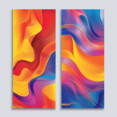 Wall Mural - abstract colorful vibrant pair patterns digital art fluid artistic design modern bright dynamic swirls gradient multicolor red yellow blue purple