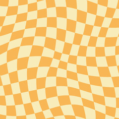 Retro curved yellow checkerd pattern background