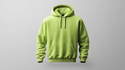 Wall Mural - Green Hoodie Mockup, Isolated on Gray Background.