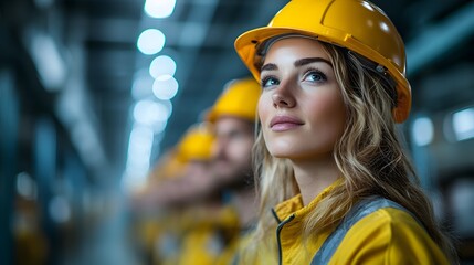 Wall Mural - Realistic high-resolution image of engineers and architects overseeing warehousing site development, with a focus on structural integrity and layout.