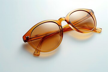 Stylish Amber-Tinted Sunglasses on a Minimalist Background