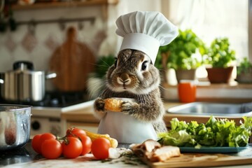 Rabbit Chef in a Cozy Kitchen