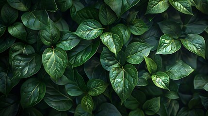 Wall Mural - Ivy bush plant leaves on wall as natural botanical floral dark pattern backdrop wallpaper background : Generative AI