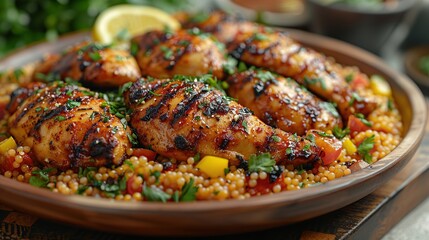 Canvas Print - Grilled Chicken with Couscous and Vegetables