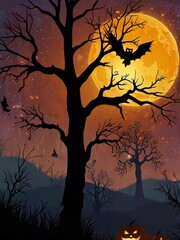 Sticker - halloween night background