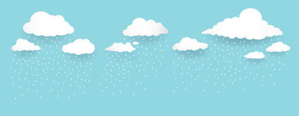 Wall Mural - cloud and rain, rainy season, weather nature background, flood natural disaster, vector illustration