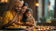 © White_Us - Traditional Diwali celebration, indian new year holiday, ancient culture beautiful festival, family together