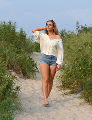 beautiful young girl at the beach, park, portrait