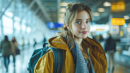 Sticker - A young woman wearing a yellow jacket