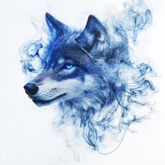 Wall Mural - An isolated portrait of a majestic white wolf on a transparent background