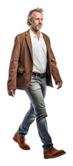 Sticker - PNG Man walking overcoat blazer.