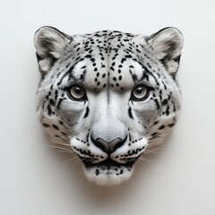 Wall Mural - The snow leopard is isolated against a white background, with a transparent cutout