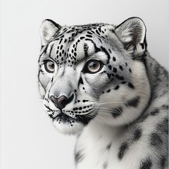 isolated snow leopard with transparent cutout on white background