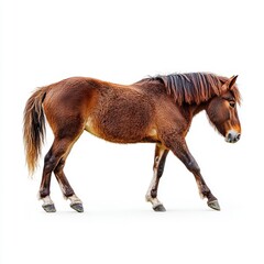 Wall Mural - Horse (stallion) standing alone on white background