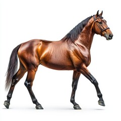 Wall Mural - Horse (stallion) standing isolated on white background