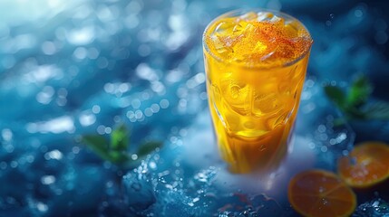 Canvas Print - Refreshing Orange Drink with Ice