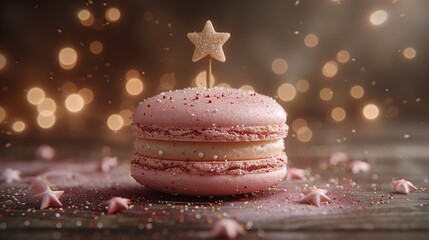 Sticker - Pink Macaron with a Star on Top