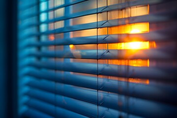 Wall Mural - Captivating Sunset Through Blinds: A Serene Evening View