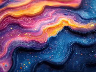 Wall Mural - mesmerizing organic patterns flowing in vibrant hues across a panoramic canvas reminiscent of undulating aurora borealis or psychedelic liquid art creating an immersive visual experience