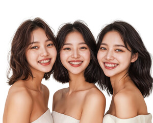 Poster - Group of happy Asian women smiling together, bonding and having fun, isolated on a transparent background