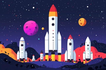 Wall Mural - space rockets launching into the cosmos