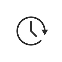 Wall Mural - time watch with round arrow as a cycle symbol. black outlined illustration. vector icon in flat styl